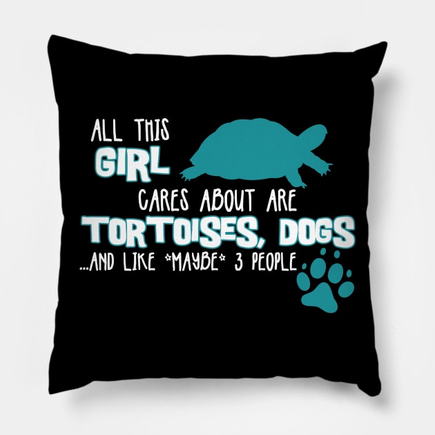 All this GIRL cares about are TORTOISES, DOGS... and like *maybe* 3 people Pillow by The Lemon Stationery & Gift Co