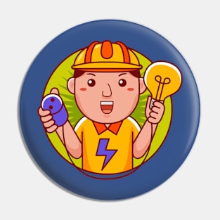 Electrician Man Pin