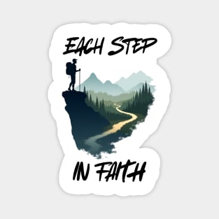 Christian Faith Journey Hiking Design - Each Step in Faith Magnet