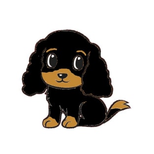 cavalier king charles spaniel black and tan cartoon T-Shirt