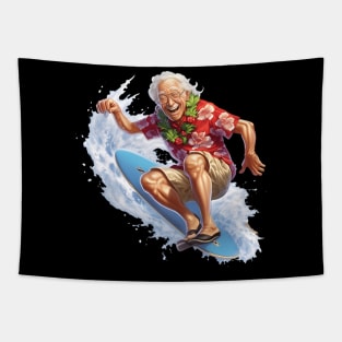 ny Grandpa Surfing 3 Tapestry