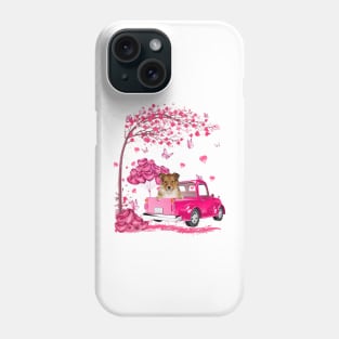 Valentine's Day Love Pickup Truck Shetland Sheepdog Phone Case