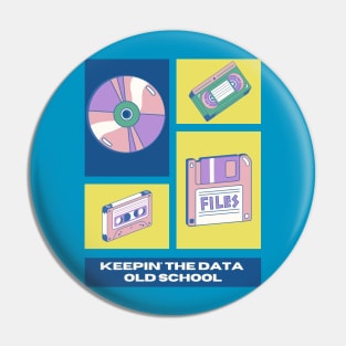 Keepin' The Data Old School (Retro Pink) | Geek Data Retro Design Pin