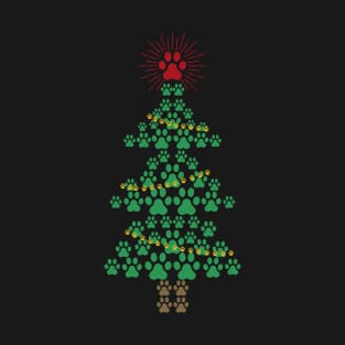 Dog Paw Print Christmas Tree T-Shirt