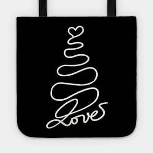 Love Christmas tree in ivory Tote