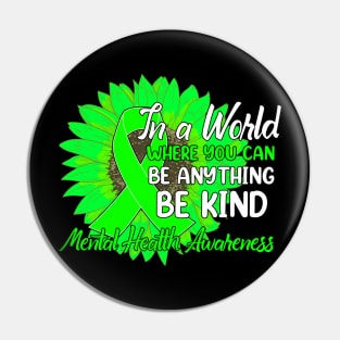 Dh be kind green ribbon sunflower mental health Pin