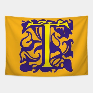 Letter T in yellow with violet ornaments Tapestry