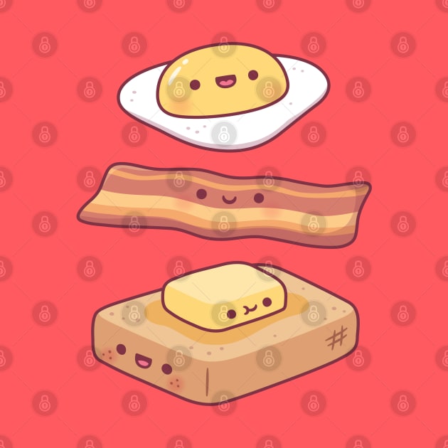 Cute Egg Bacon Butter And Toast Breakfast by rustydoodle