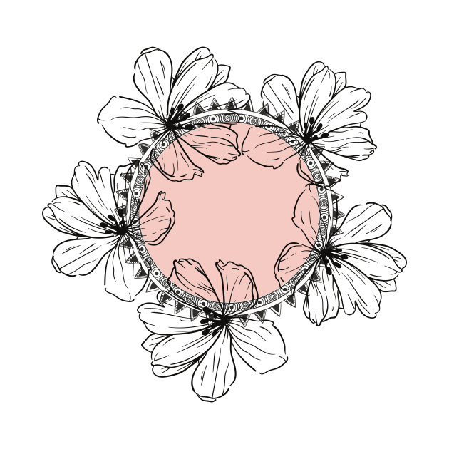 boho Asthetic Flower Circle  Cute Minimalist Pink  design by zedonee