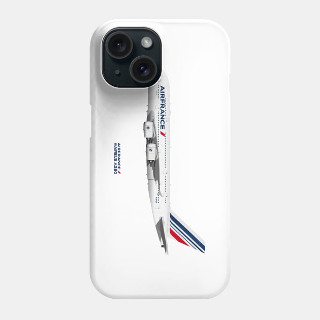 Illustration of Air France Airbus A380 Phone Case by SteveHClark