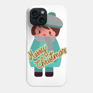 Chibi boy wishes you a Merry Christmas Phone Case