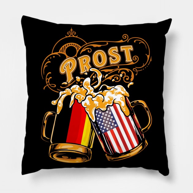 Oktoberfest Wiesn Prost Deutschland - USA Pillow by TonTomDesignz