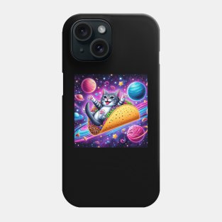 galaxy cat flying tacos Phone Case