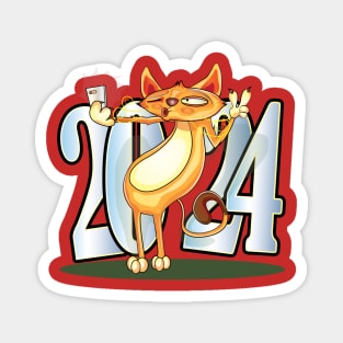 New Year 2024 Cat Magnet