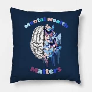 Brain and Blue butterflies, mental, health, human intellect Pillow