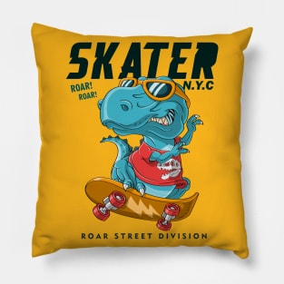 cool dinosaur playing skateboarding Pillow