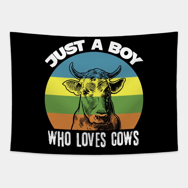 Just A Boy Who Loves Cows Tapestry by teewyld