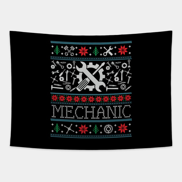 Funny Mechanic Ugly Christmas Xmas Gifts Tapestry by mrsmitful01