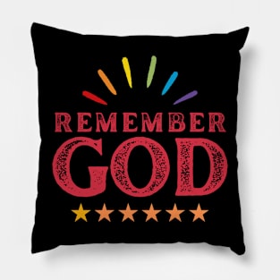 Remember God Christian Motivational Rainbow Colors Pillow