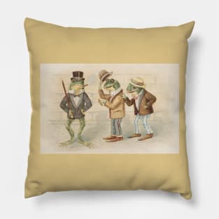 Old Fashioned Gentlemen Frogs Pillow