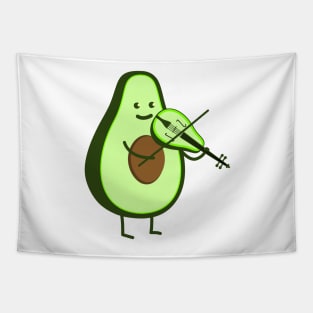 Funny avocado with violin Tapestry