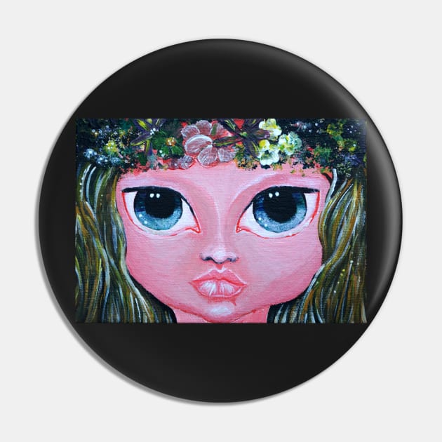 Bohemian Girl Face Close-up Pin by 1Redbublppasswo