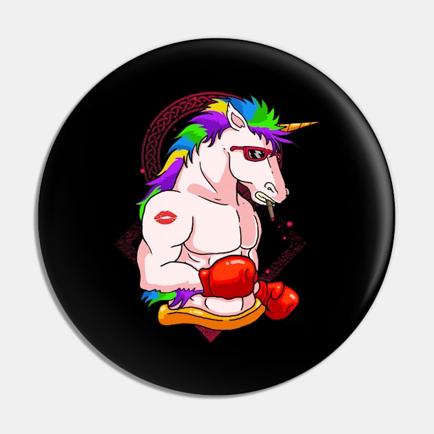 Boxing Unicorn Cool Boxer MMA Unicorns Pin by Foxxy Merch