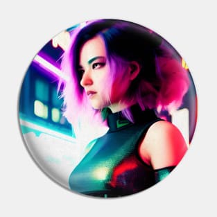 Abstract Cyberpunk Girl Pin