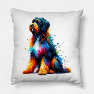 Vibrant Drentsche Patrijshond in Colorful Splash Art Style Pillow