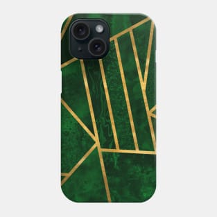 Forest Green and Gold Geometry - Abstract Mosaic Phone Case