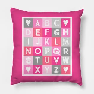 Pink grey Alphabet art decor pattern Pillow