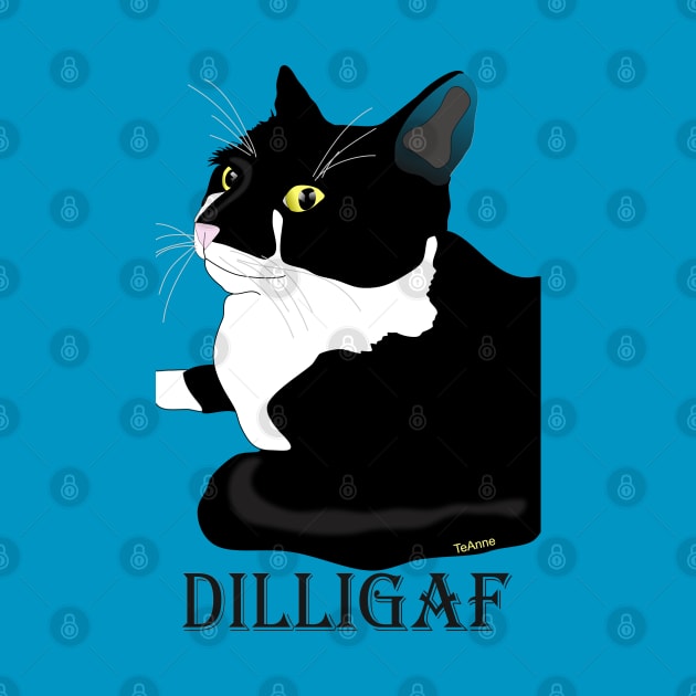 Cute Tuxedo Cat DILLIGAF Attitude by TeAnne