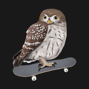 Little Owl Bird Skateboard Birdwatcher Animal Biologist T-Shirt