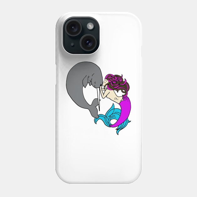 mermaid with narwhale Phone Case by wildmagnolia