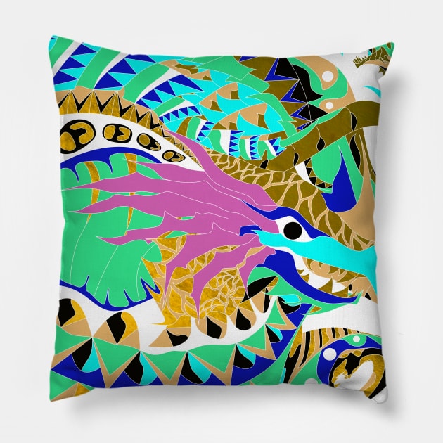 the octopus dragon under the deep sea ecopop kaiju Pillow by jorge_lebeau