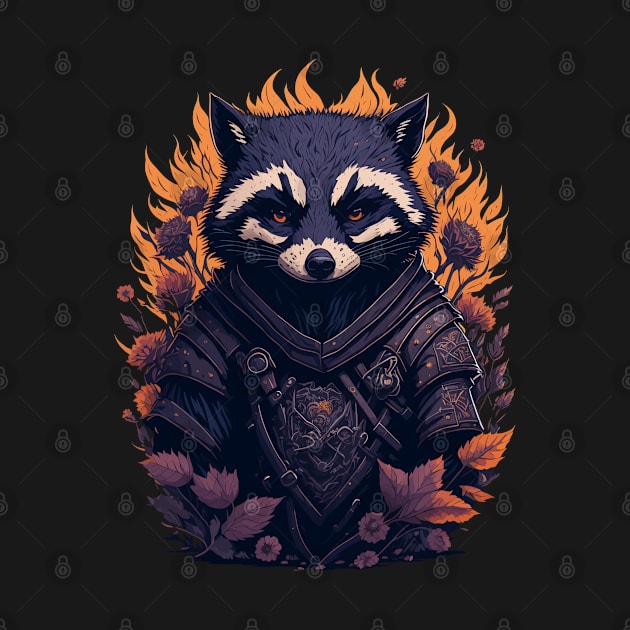 Ninja Raccoon watercolor by hippohost