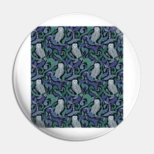 Night owls with curly leaves in cold purple colors Pin