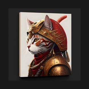 Samurai Cat Portrait Wearing Armor T-Shirt