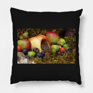 wild house mouse  in a apple Pillow