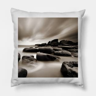 Victorian Coastal landscape Rock Waves Clouds Photo Pillow