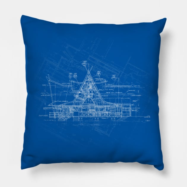 Tiki Room Blueprint Pillow by WDWFieldGuide