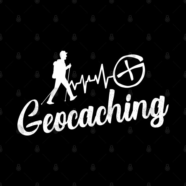 Geocaching - Heartbeat ECG Geocacher Silhouette by Lumio Gifts