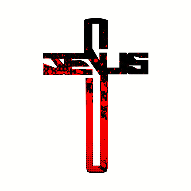 Red and Black Jesus Cross - Christian Cross - T-Shirt | TeePublic