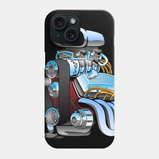 Hot rod race car engine cartoon Phone Case