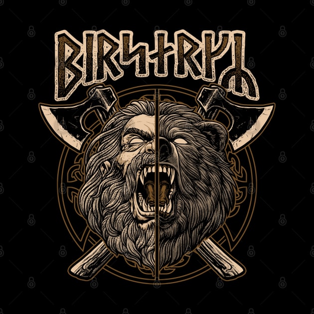 Berserker Viking Norse Pagan Bear Warrior Futhark Runes by Blue Pagan