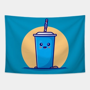 Cute Drink Cup Cartoon Vector Icon Illustration Tapestry