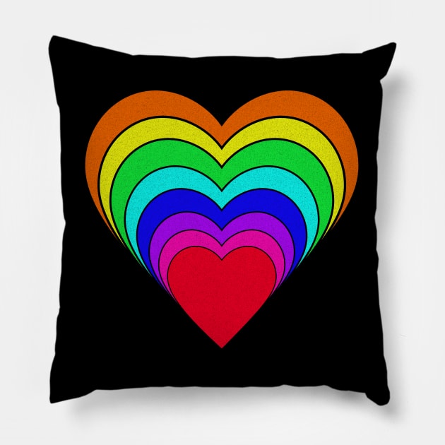 Rainbow Heart Diversity Pride Pillow by Liesl Weppen