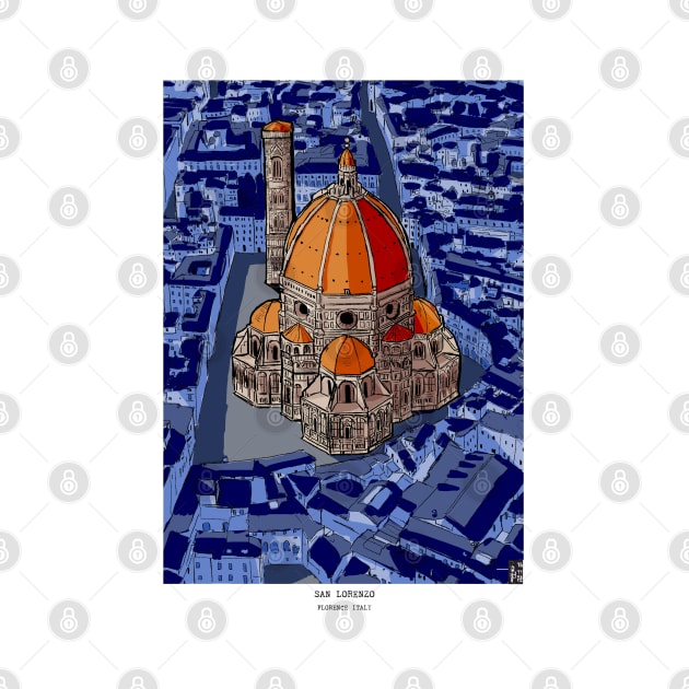 San Lorenzo Florence Italy Illustration by Wall-Art-Sketch