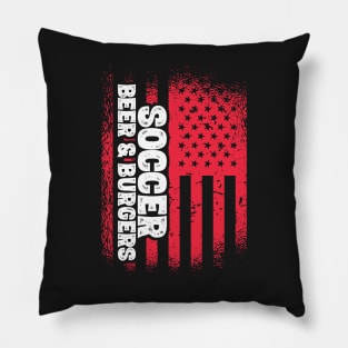 Soccer Beer And Burgers - US Flag print Pillow