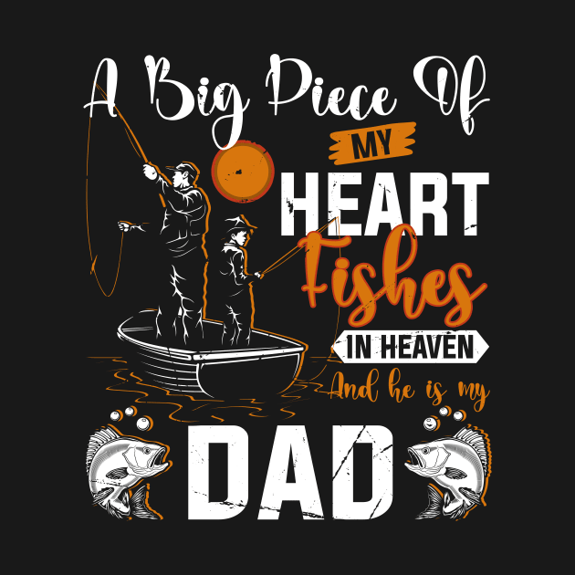 My Daddy My Heart In Heaven Fishing Papa In Heaven Shirts Memorial For Fathers Day by paynegabriel